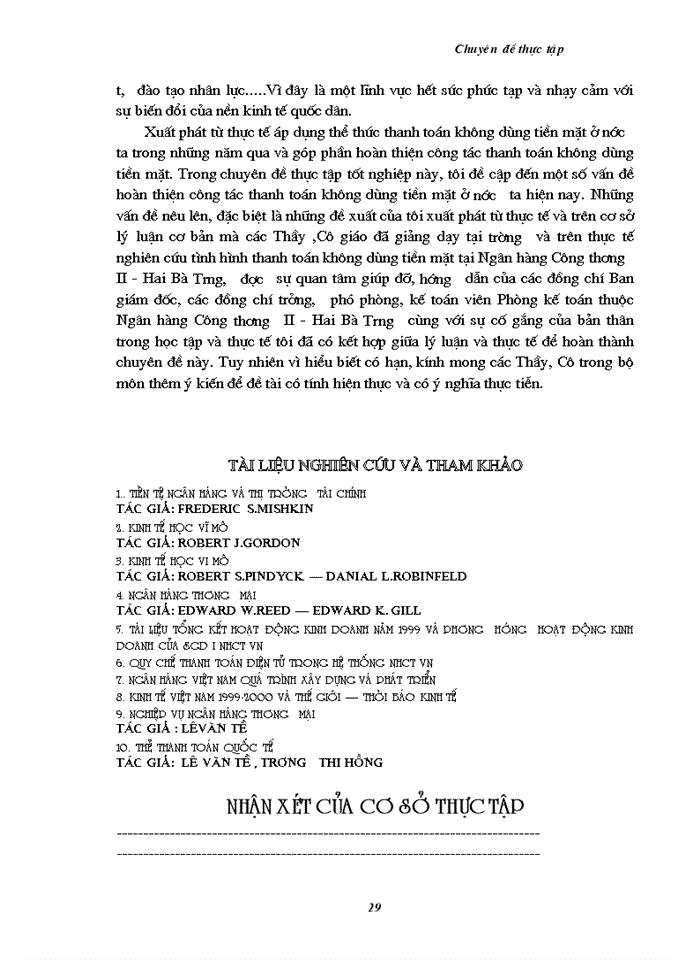 image for page Thực trạng thanh toán không dùng tiền mặt tại chi nhánh Ngân hàng Công thương KVII - HBT - Hà Nội