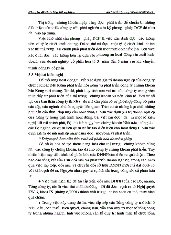 image for page Thực trạng tư vấn xác định giá trị Doanh nghiệp tại Công ty Chứng khoán Mê Kông