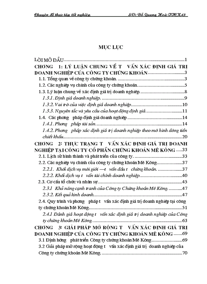image for page Thực trạng tư vấn xác định giá trị Doanh nghiệp tại Công ty Chứng khoán Mê Kông