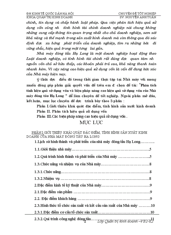 image for page Phân tích tính hiệu quả sử dụng vốn và biện pháp nâng cao hiệu quả sử dụng vốn của Nhà máy đóng tầu Hạ Long