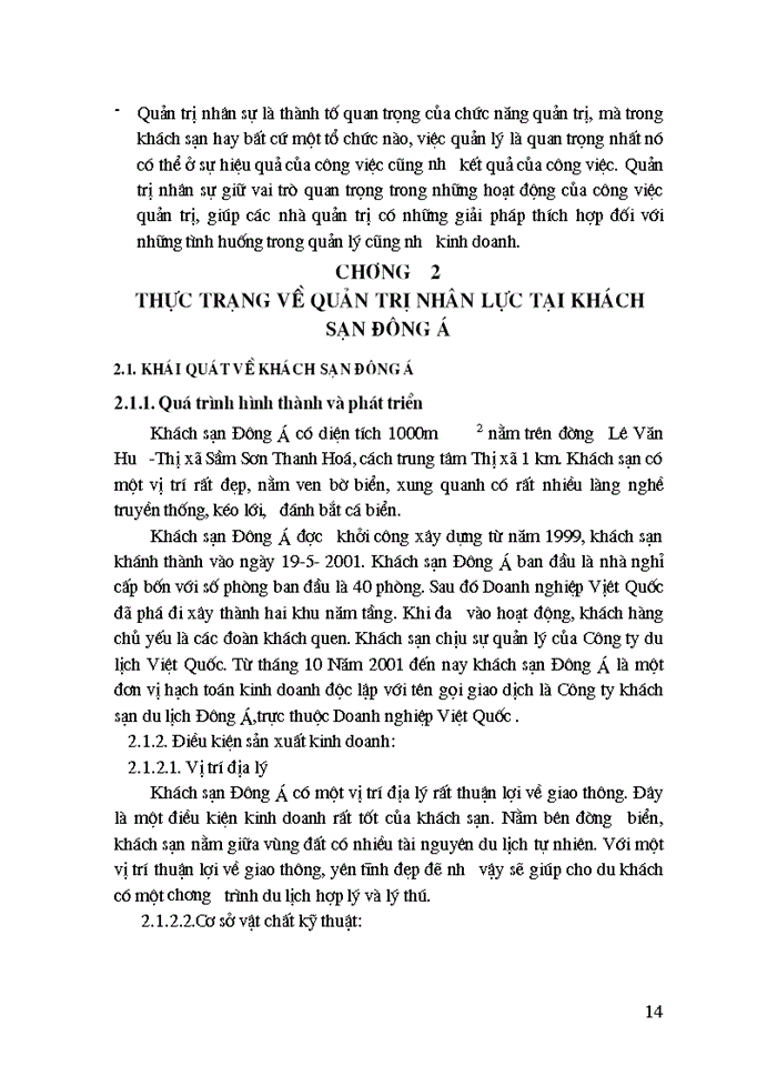 image for page Quản trị nhân sự tại khách sạn Đông Á thực trạng và Giải pháp