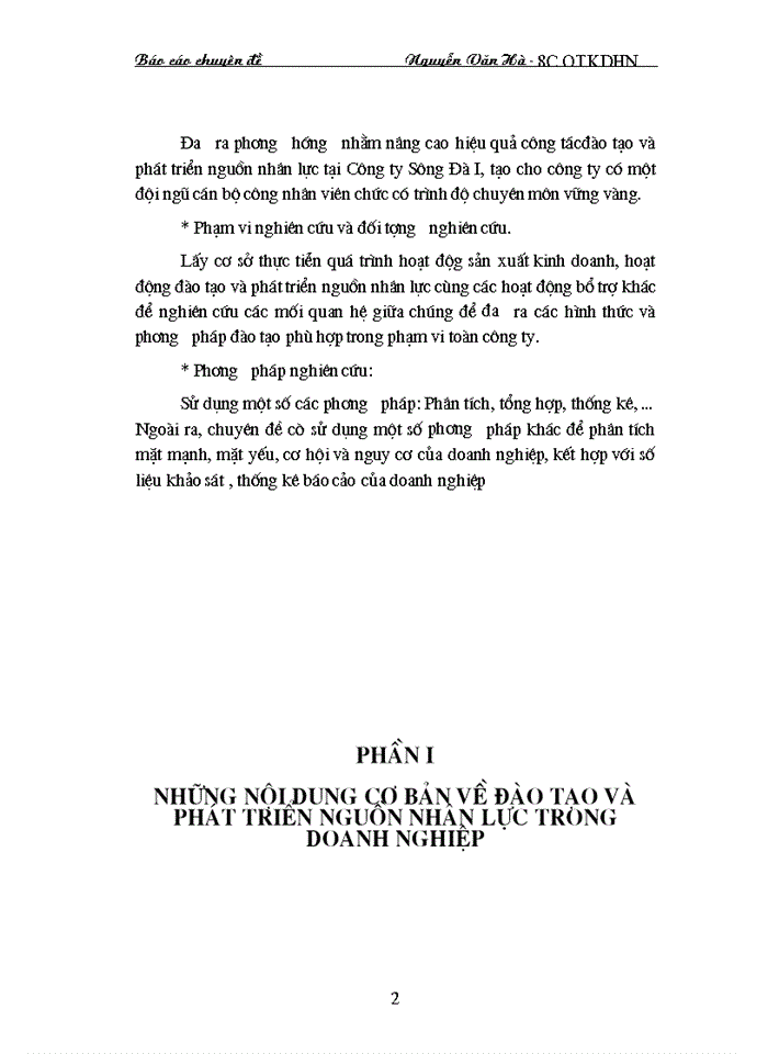 Hiệu quả công tác đào tạo và phát triển nguồn nhân lực của Công ty sông đà I