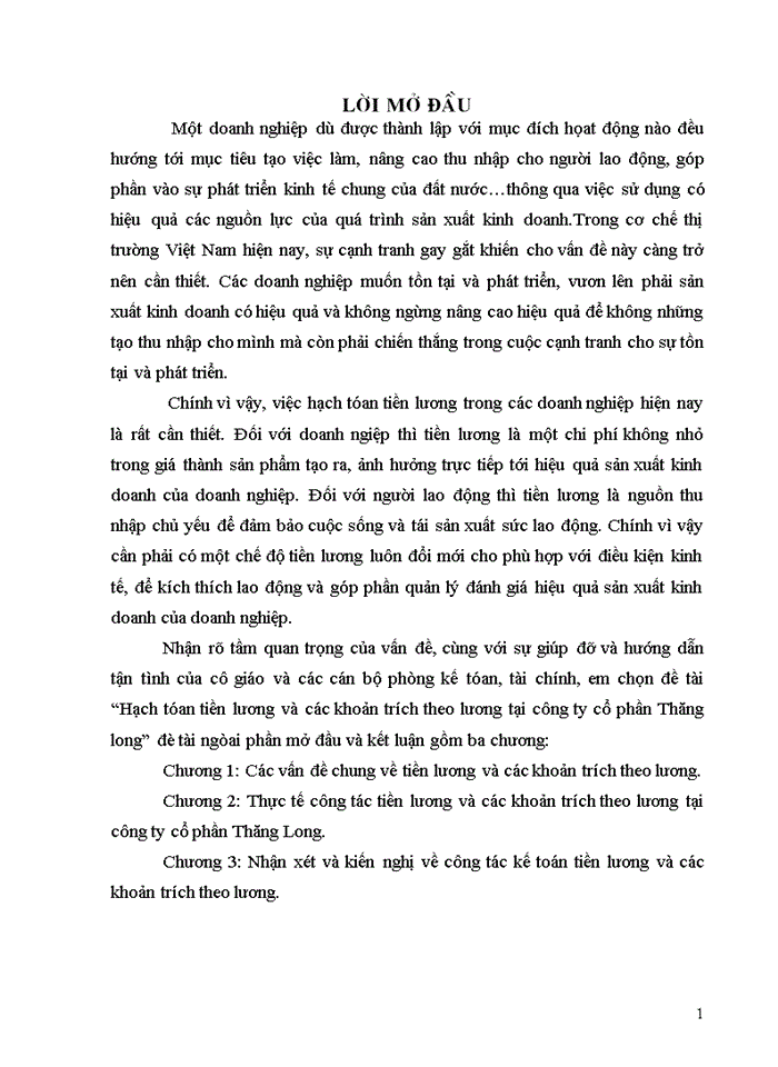 image for page Thực trạng Kế toán tiền lương và các khoản trích theo lương tại Công ty Cổ phần Thăng Long