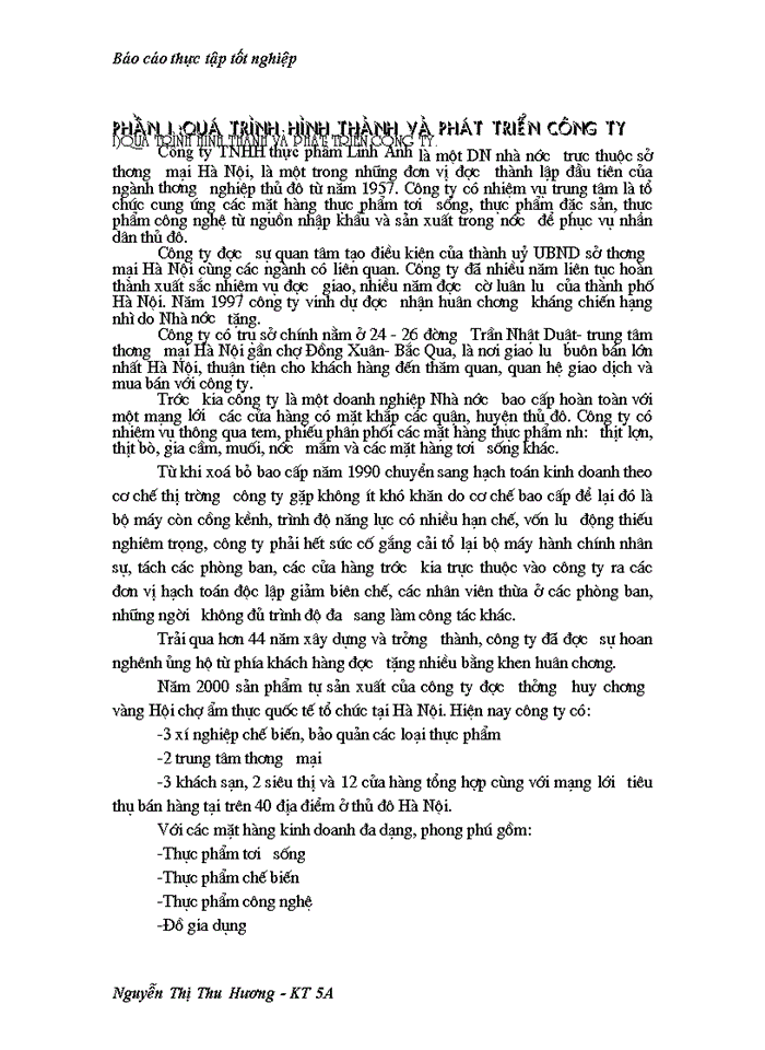 image for page Báo cáo thực tập tốt nghiệp Công ty Trách nhiệm Hữu hạn thực phẩm Linh Anh