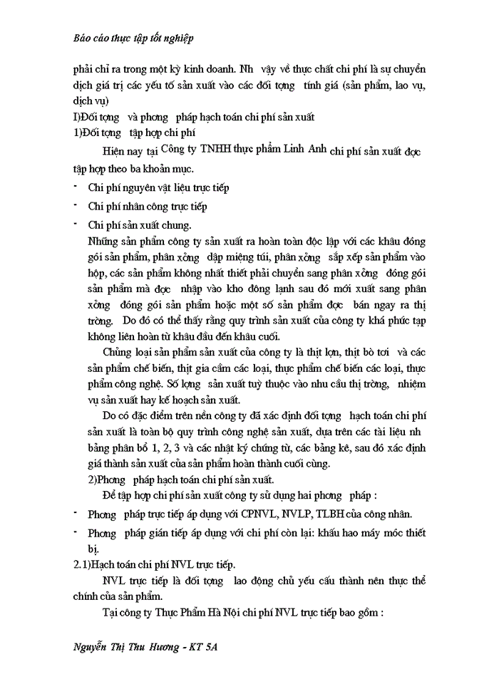 image for page Báo cáo thực tập tốt nghiệp Công ty Trách nhiệm Hữu hạn thực phẩm Linh Anh