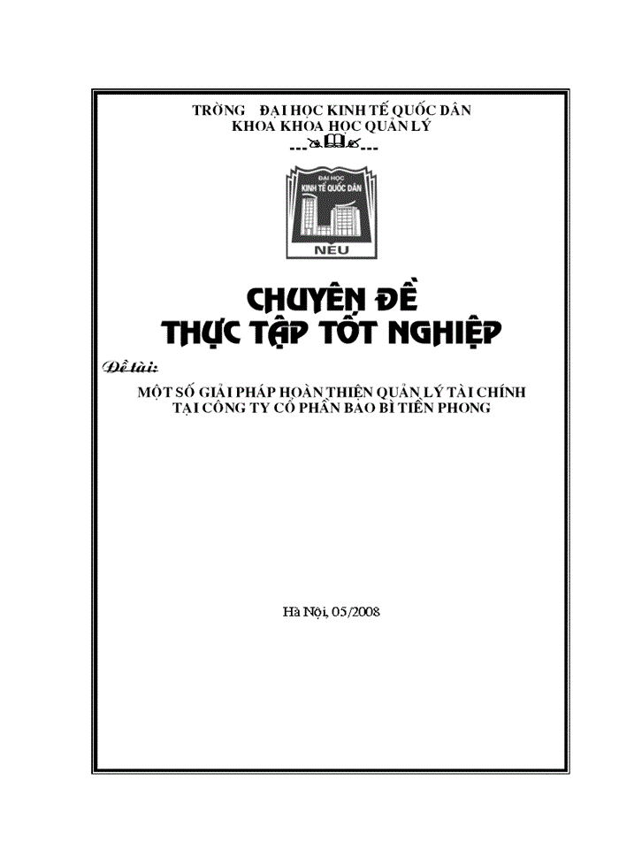 THS Một số Giải pháp hoàn thiện quản lý tài chính tại Công ty cổ phần bao bì tiền phong