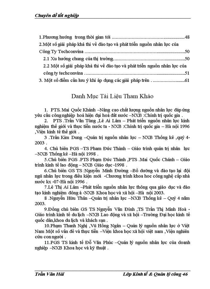 image for page Thực trạng về đào tạo và phát triển nguồn nhân lực của Công ty techconvina