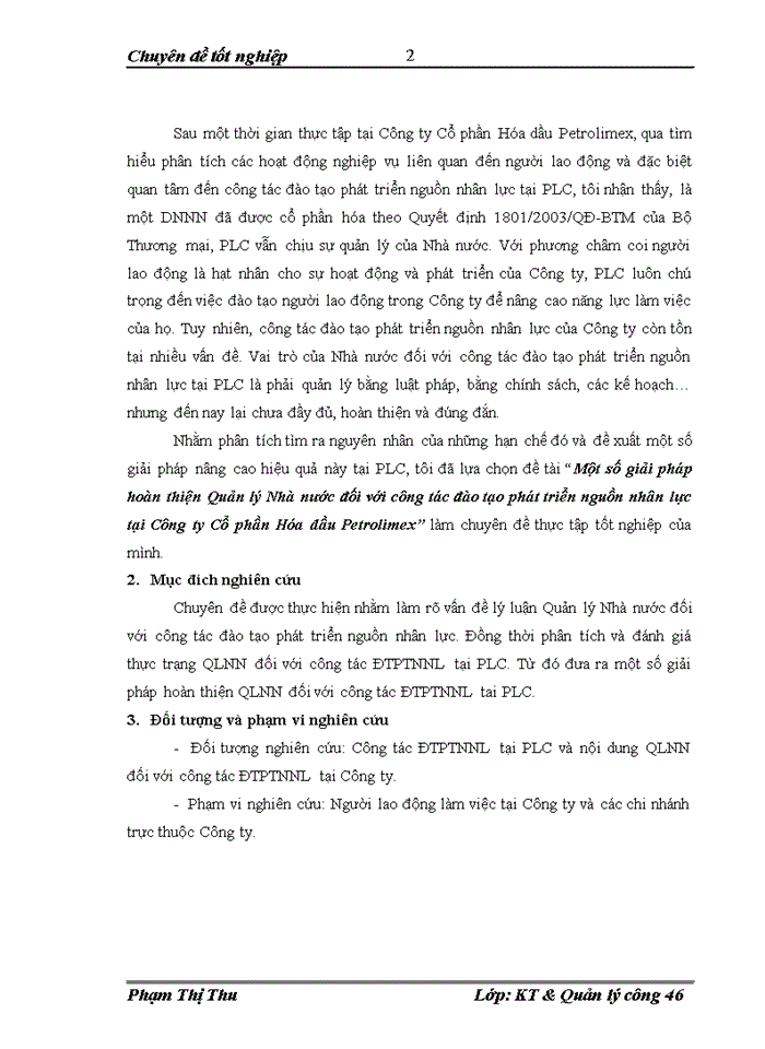 THS Một số Giải pháp hoàn thiện Quản lý Nhà nước đối với công tác đào tạo phát triển nguồn nhân lực tại Công ty Cổ phầnH dầu Petrolimex