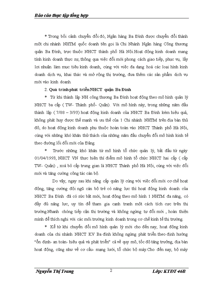 image for page Thực trạng các hoạt động có liên quan đến hoạt động đầu tư và quản lý hoạt động đầu tư tạ chi nhánh Ngân hàng Công thương KV Ba Đình
