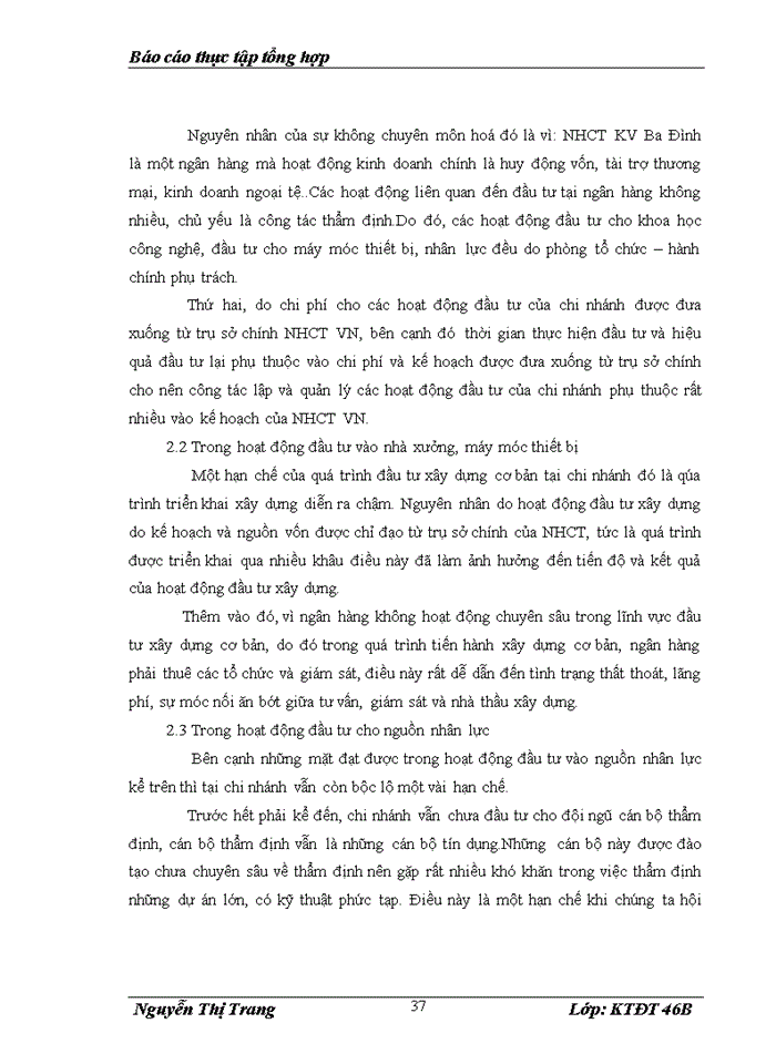 image for page Thực trạng các hoạt động có liên quan đến hoạt động đầu tư và quản lý hoạt động đầu tư tạ chi nhánh Ngân hàng Công thương KV Ba Đình