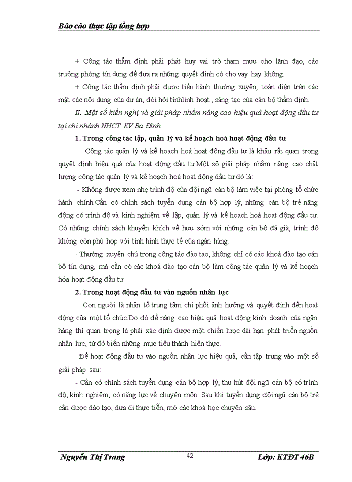 image for page Thực trạng các hoạt động có liên quan đến hoạt động đầu tư và quản lý hoạt động đầu tư tạ chi nhánh Ngân hàng Công thương KV Ba Đình
