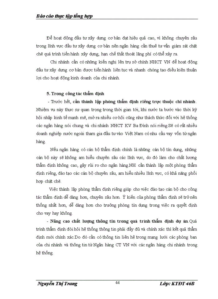 image for page Thực trạng các hoạt động có liên quan đến hoạt động đầu tư và quản lý hoạt động đầu tư tạ chi nhánh Ngân hàng Công thương KV Ba Đình
