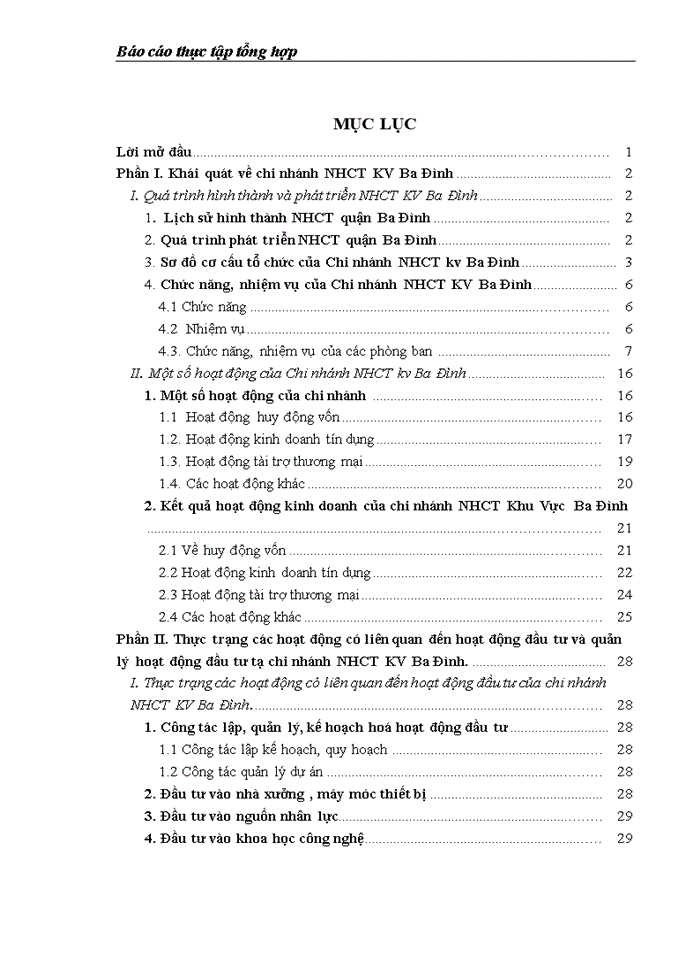 image for page Thực trạng các hoạt động có liên quan đến hoạt động đầu tư và quản lý hoạt động đầu tư tạ chi nhánh Ngân hàng Công thương KV Ba Đình