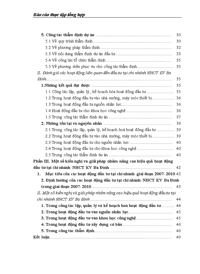 image for page Thực trạng các hoạt động có liên quan đến hoạt động đầu tư và quản lý hoạt động đầu tư tạ chi nhánh Ngân hàng Công thương KV Ba Đình