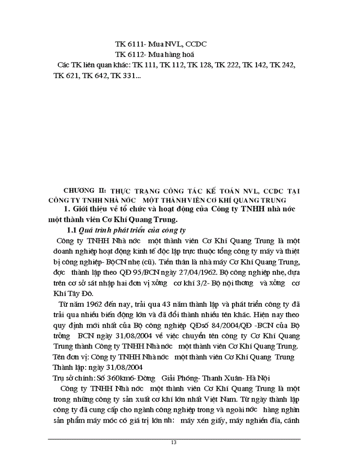 image for page Hoàn thiện công tác Kế toán Nguyên vật liệu Công cụ dụng cụ tại Công ty Trách nhiệm Hữu hạn nhà nước một thành viên Cơ Khí Quang Trung