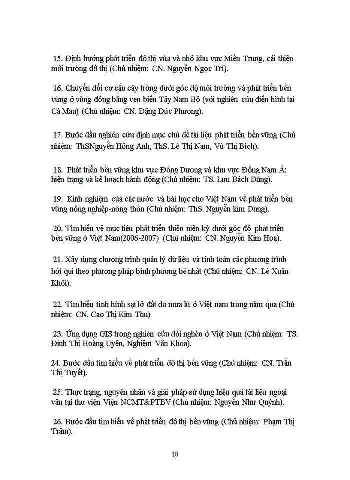 image for page Tại tại Viện nghiên cứu Môi trường và phát triển bền vững