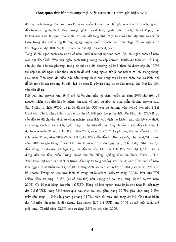 Tổng quan kinh tế Thương mại Việt Nam sau 1 năm ra nhập WTO