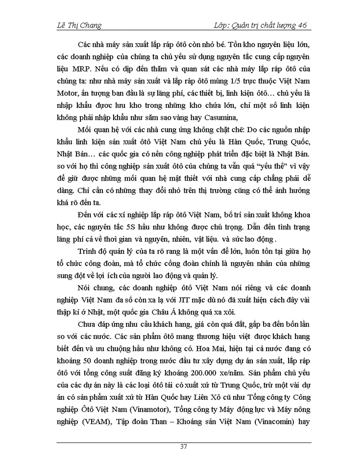image for page Điều kiện khả năng áp dụng hệ thống JIT just in time trong các doanh nghiệp sản xuất và lắp ráp Ô tô Việt Nam