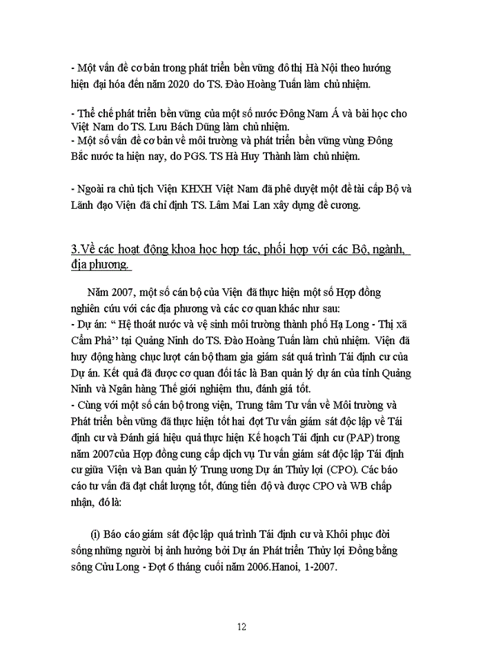 image for page Tại Viện nghiên cứu Môi trường và phát triển bền vững