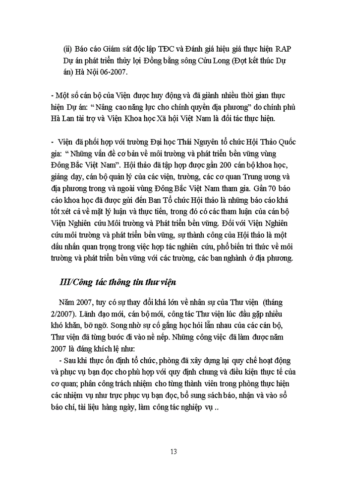 image for page Tại Viện nghiên cứu Môi trường và phát triển bền vững