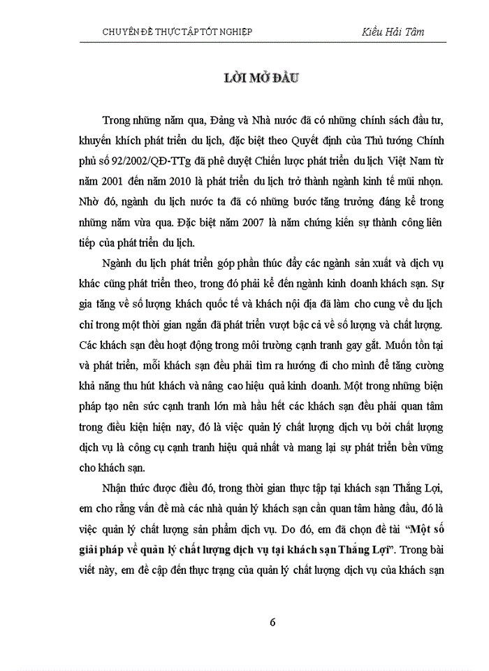 image for page Một số Giải pháp về quản lý chất lượng dịch vụ tại khách sạn thắng lợi