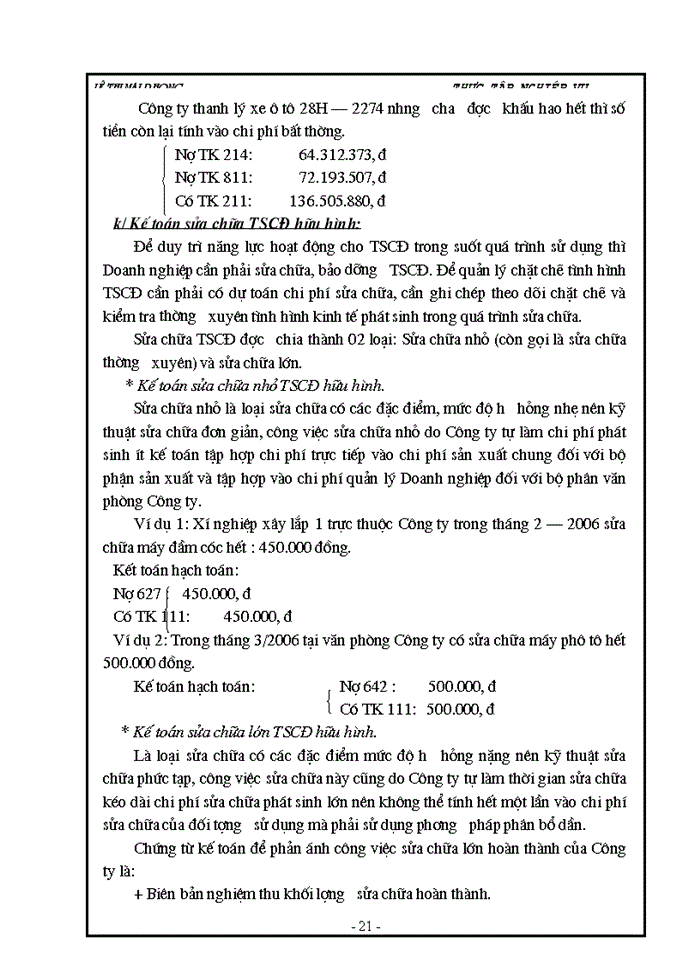 image for page Kế toán Tài sản cố định hữu hình ở Công ty trách nhiệm hữu hạng một thành viên Đầu tư phát triển nhà và Đô thị Hoà Bình