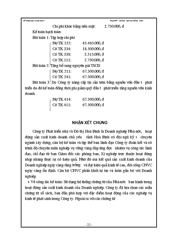 image for page Kế toán Tài sản cố định hữu hình ở Công ty trách nhiệm hữu hạng một thành viên Đầu tư phát triển nhà và Đô thị Hoà Bình