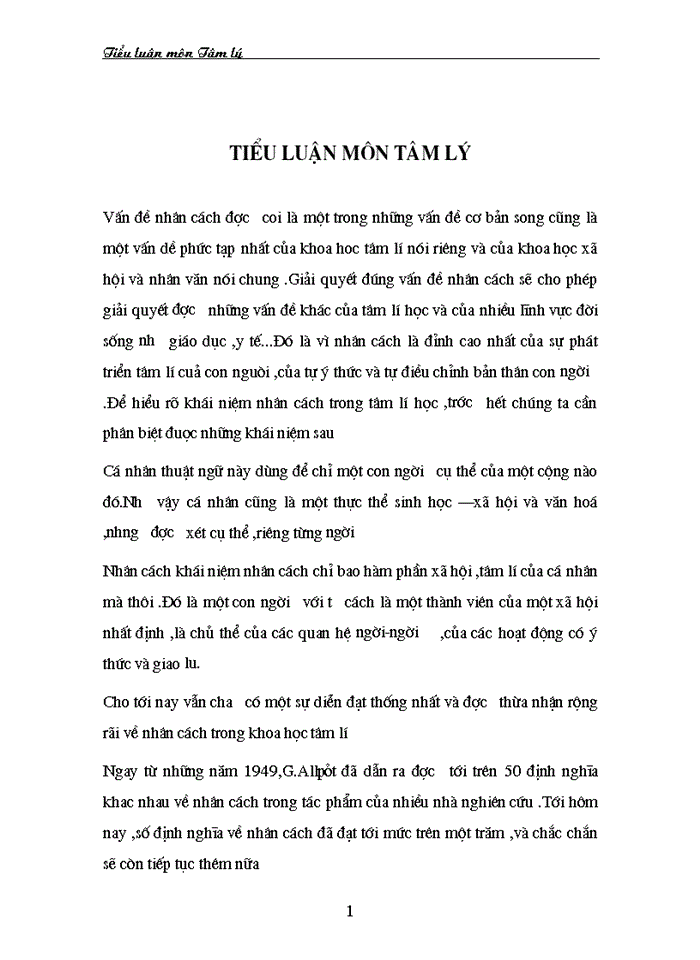 image for page Tiểu luận tâm lý học