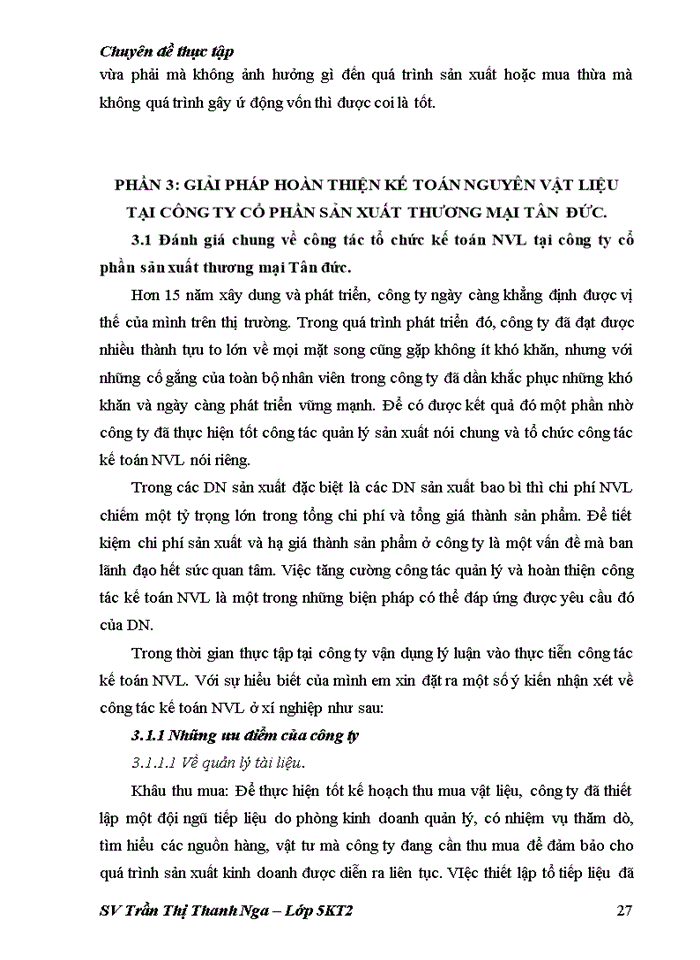 image for page Kế toán Nguyên vật liệu tại Công ty Cổ phần sản xuất Thương mại Tân Đức