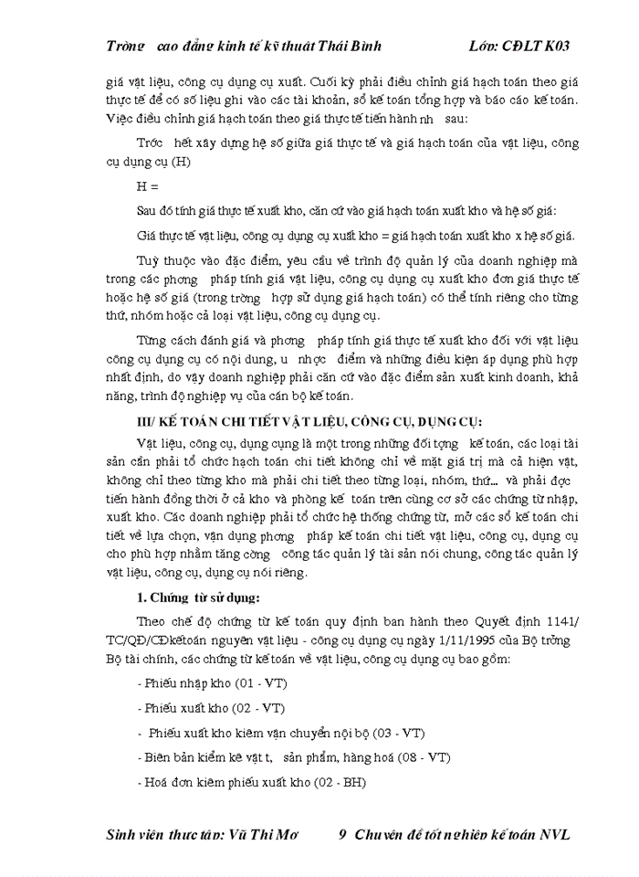 image for page THS Tổ chức công tác Kế toán Nguyên vật liệu Công cụ dụng cụ ở Công ty cổ phần tư vấn đầu tư và Xây dựng Hợp Thành