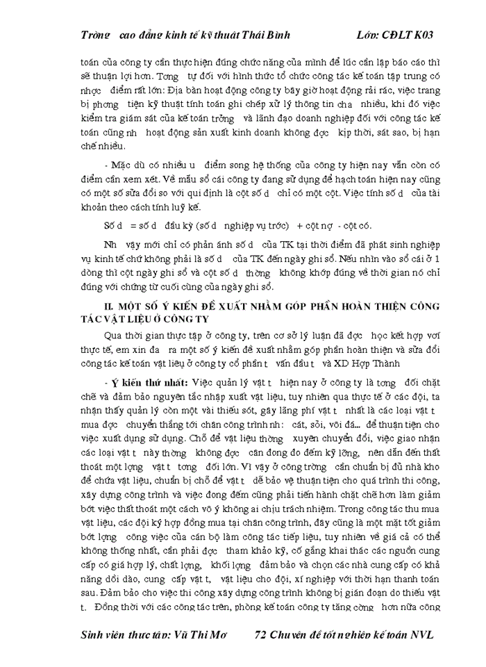 image for page THS Tổ chức công tác Kế toán Nguyên vật liệu Công cụ dụng cụ ở Công ty cổ phần tư vấn đầu tư và Xây dựng Hợp Thành