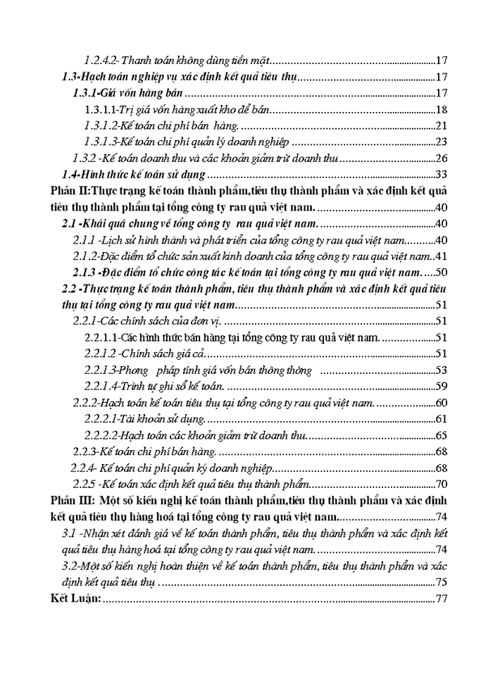 image for page Tổ chức hạch toán thành phẩm Tiêu thụ Thành phẩm ở Công ty rau quả Việt Nam