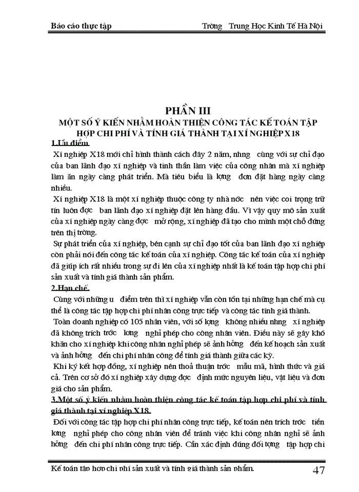 image for page THS Kế toán tập hợp Chi phí sản xuất và tính Giá thành sản phẩm tại xí nghiệp X18