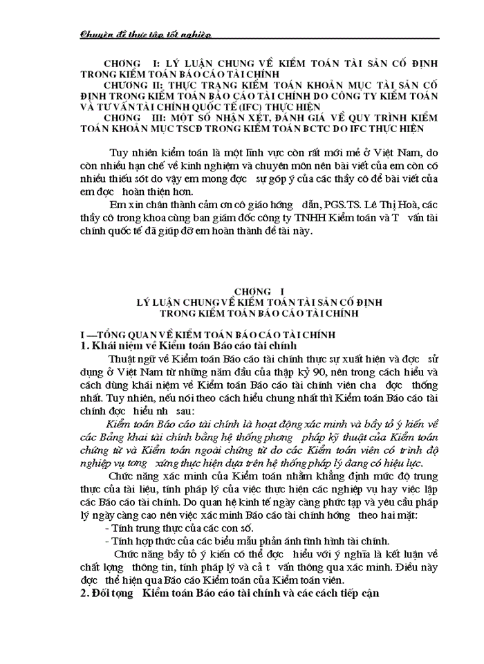 image for page Thực trạng Kiểm toán khoản mục Tài sản cố định trong Kiểm toán Báo cáo tài chính do Công ty Trách nhiệm Hữu hạn Kiểm toán và Tư vấn tài chính quốc tế IFC thực hiện