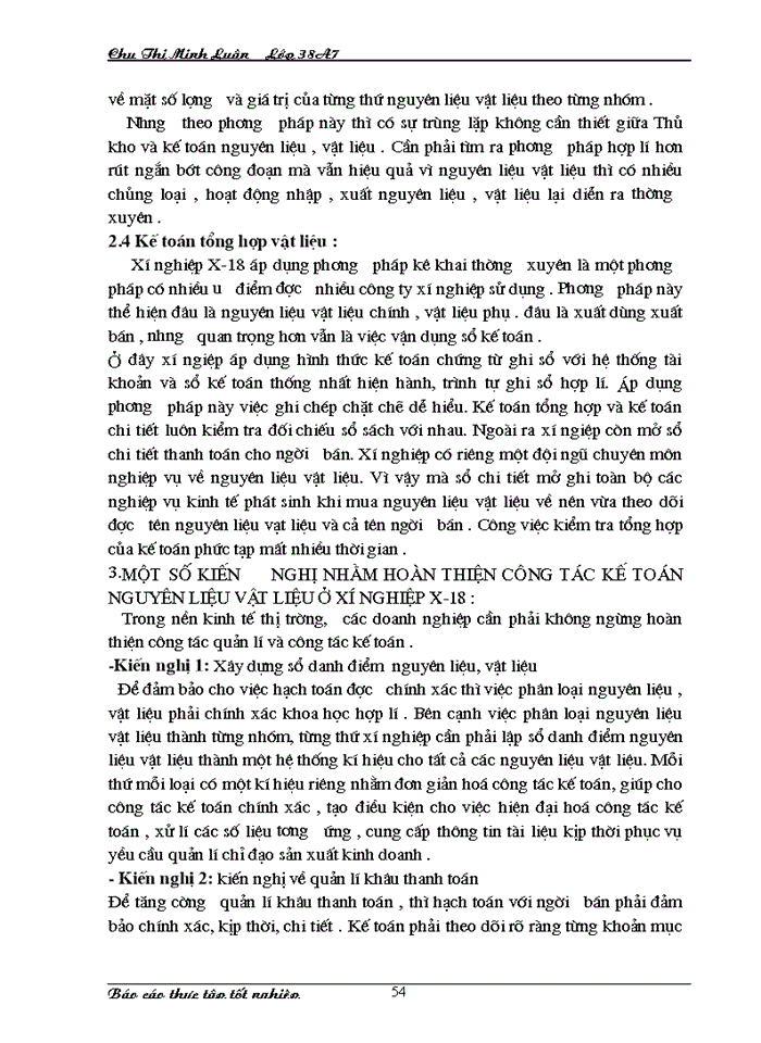 image for page Kế toán nguyên liệu vật liệu tại xí nghiệp X 18 - Công ty Hà Thành -BQP