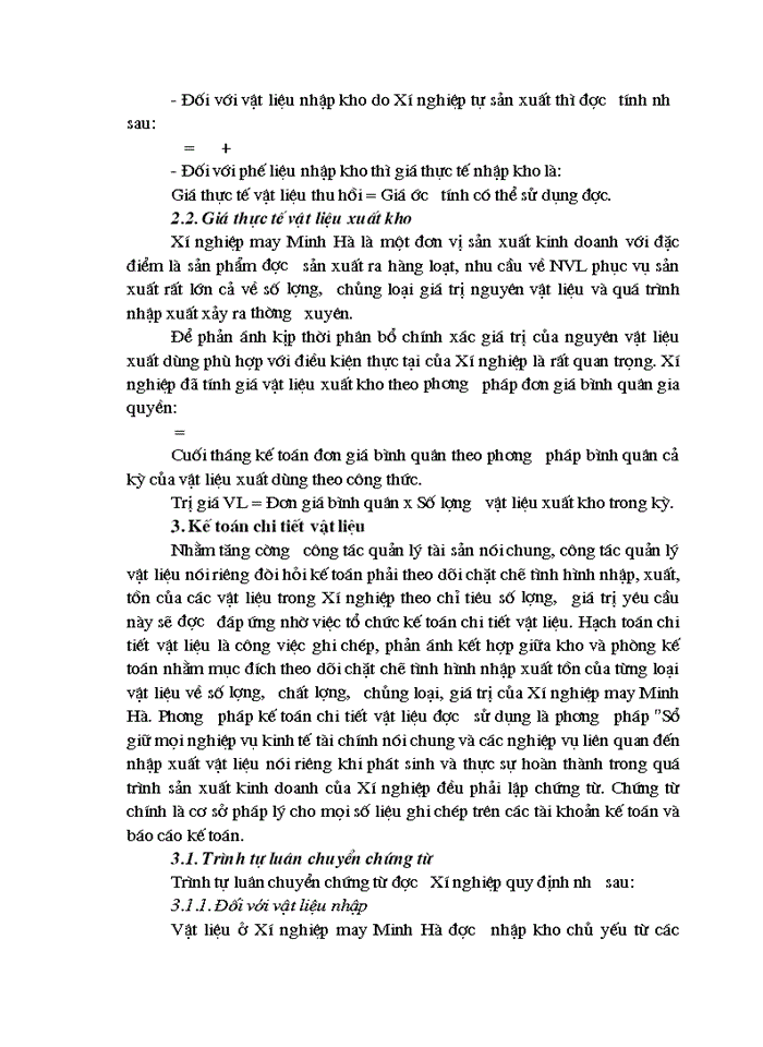 image for page Tổ chức Kế toán Nguyên vật liệu và phân tích tình hình quản lý sử dụng Nguyên vật liệu tại Xí nghiệp may Minh Hà