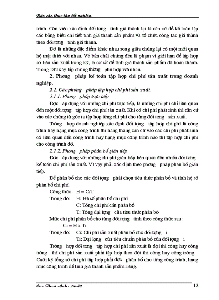 image for page Kế toán Chi phí sản xuất và tính Giá thành sản phẩm ở Xí nghiệp Xây dựng Binh đoàn 11