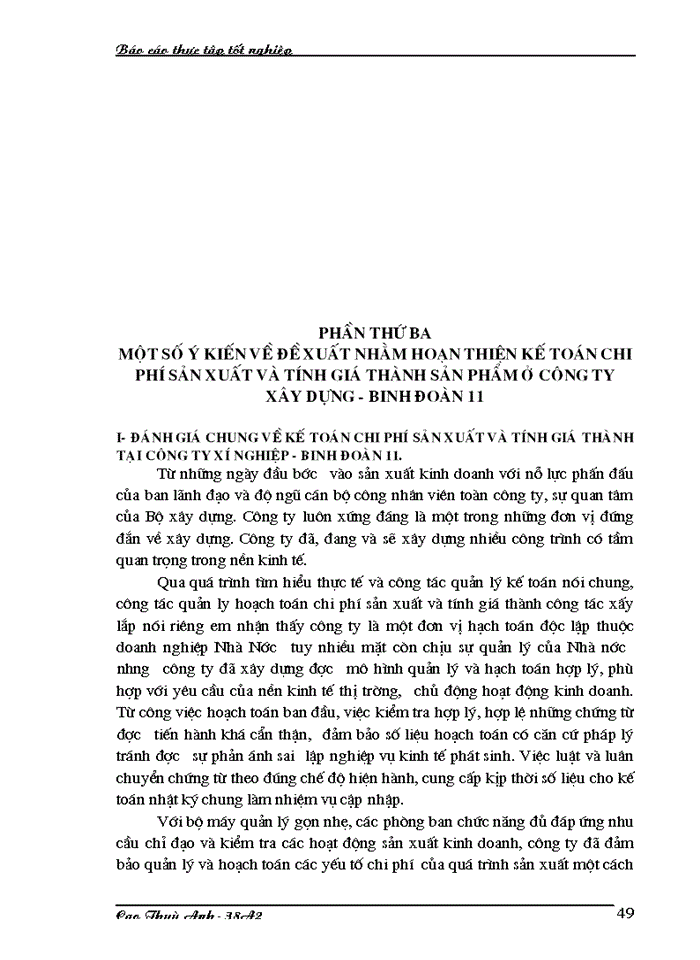 image for page Kế toán Chi phí sản xuất và tính Giá thành sản phẩm ở Xí nghiệp Xây dựng Binh đoàn 11