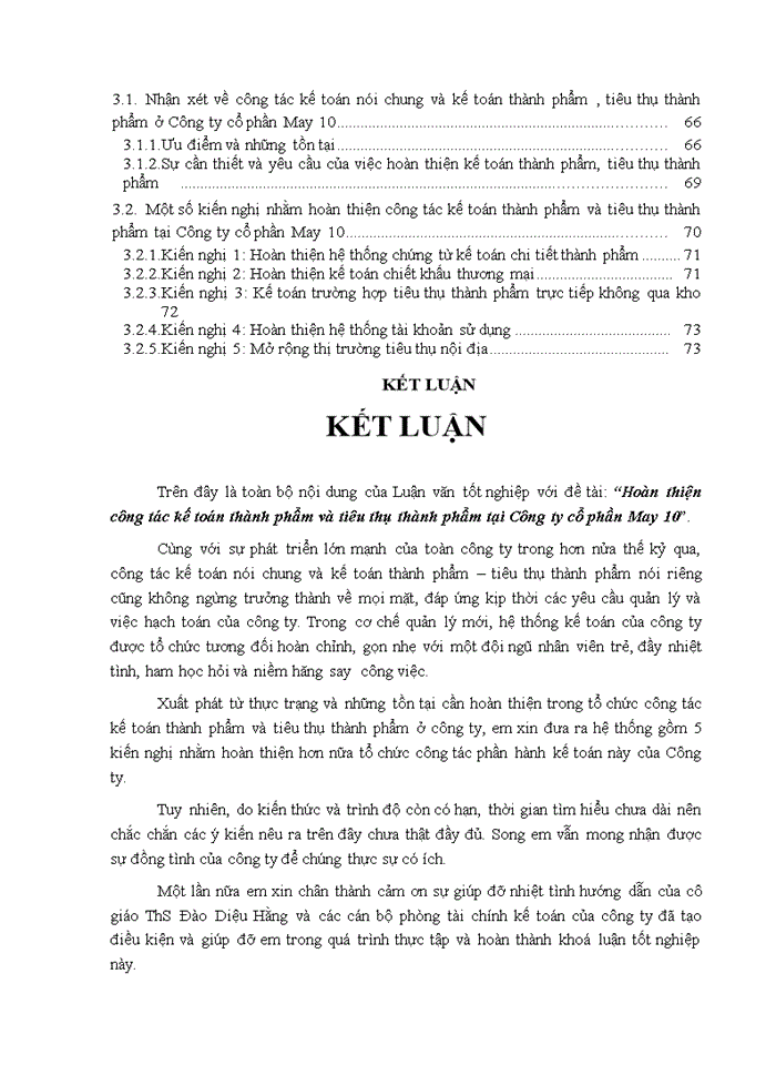 image for page Hoàn thiện công tác Kế toán thành phẩm và Tiêu thụ Thành phẩm tại Công ty cổ phần May 10