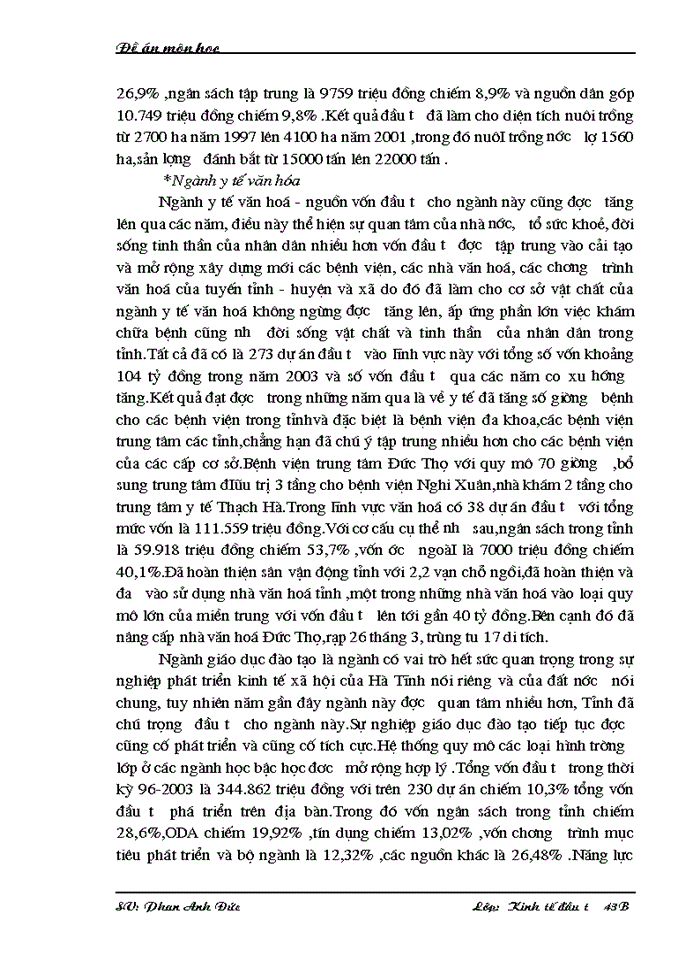 image for page Thực trạng và Giải pháp nhằm thu hút và sử dụng vốn đầu tư có hiệu quả tại Hà Tĩnh