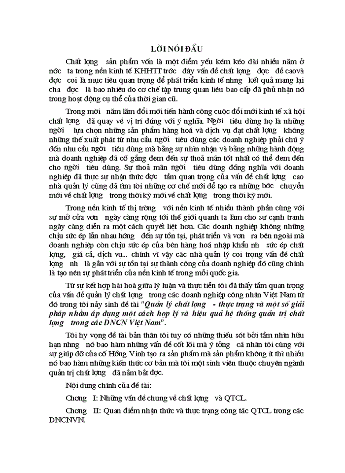 image for page Quản lý chất lượng - thực trạng và Một số Giải pháp nhằm áp dụng một cách hợp lý và hiệu quả hệ thống quản trị chất lượng trong các Doanh nghiệpCông nghiệp Việt Nam