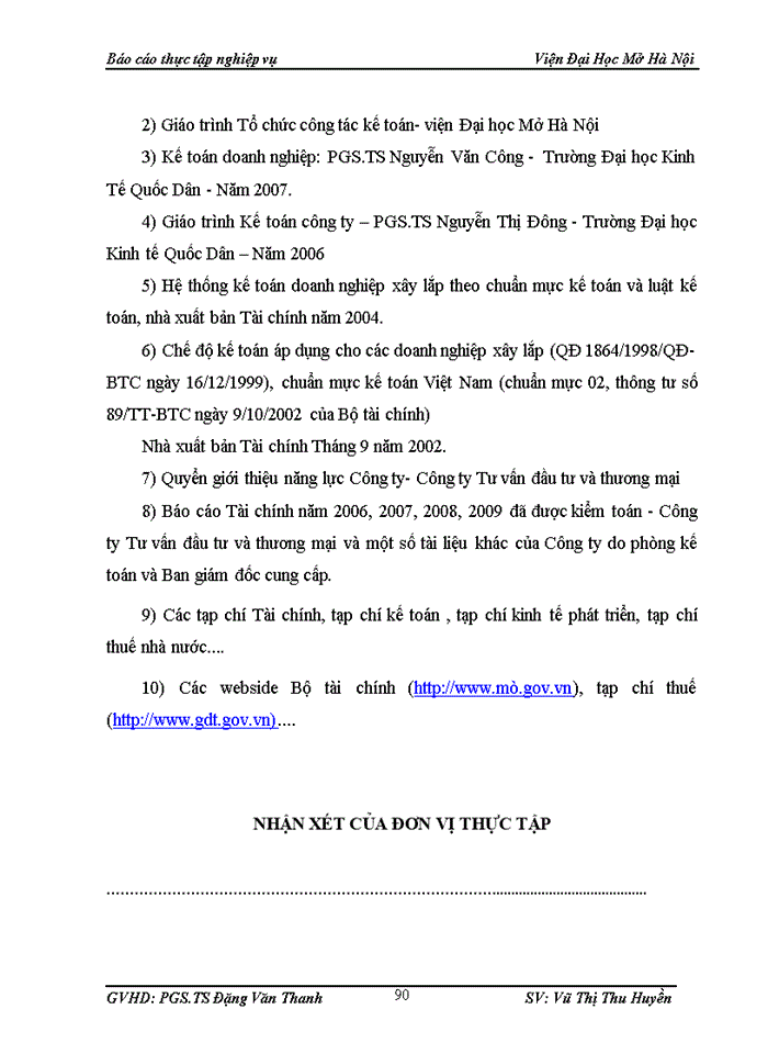 image for page Báo cáo thực tập nghiệp vụ tại Công ty tư vấn đầu tư và Thương mại