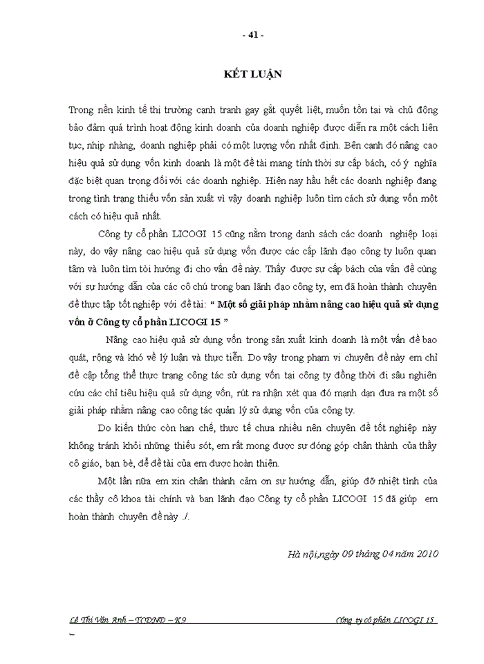 image for page Một số giải pháp nhằm nâng cao hiệu quả sử dụng vốn ở Công ty cổ phần LICOGI 15