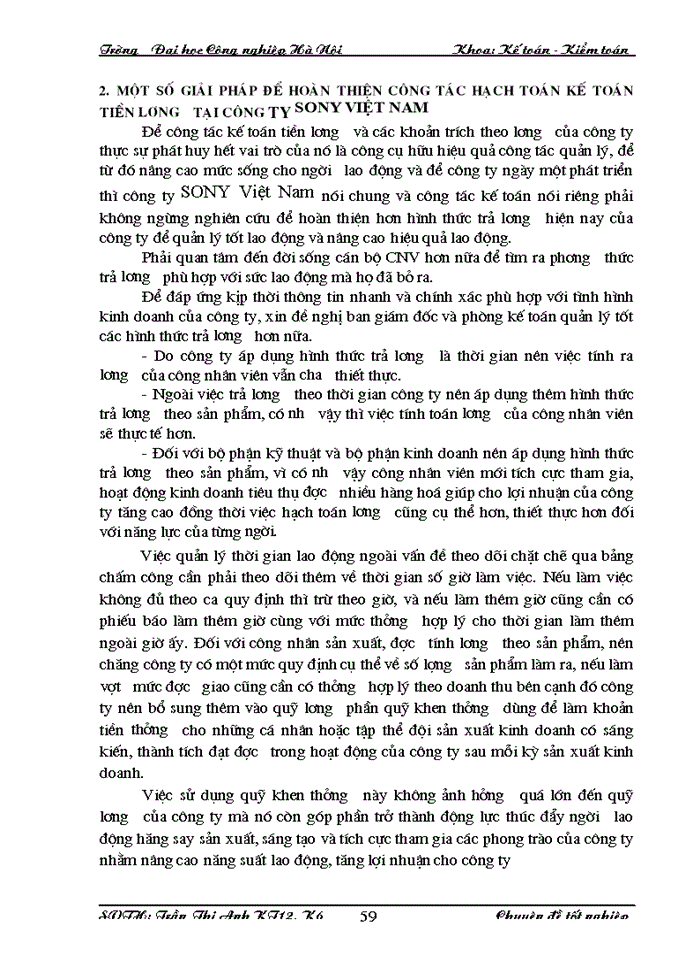 image for page Hoàn thiện công tác Kế toán tiền lương và các khoản trích theo lương tại Công ty SONY Việt Nam