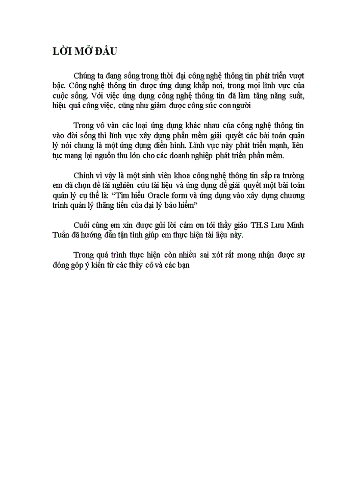 image for page Tìm hiểu Oracle form và ứng dụng vào Xây dựng chương trình quản lý thăng tiến của đại lý Bảo hiểm