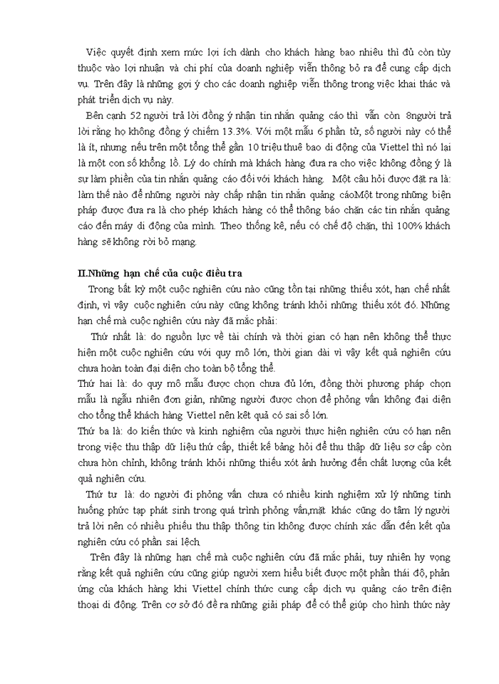 image for page Khả năng chấp nhận của khách hàng đối với dịch vụ quảng cáo qua điện thoại di động của mạng Viettel
