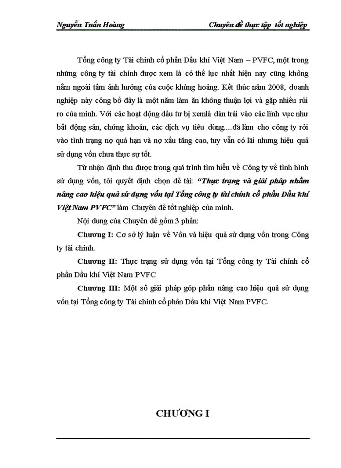 image for page Thực trạng và giải pháp nhằm nâng cao hiệu quả sử dụng vốn tại tổng Công ty tài chính cổ phần Dầu khí Việt Nam PVFC