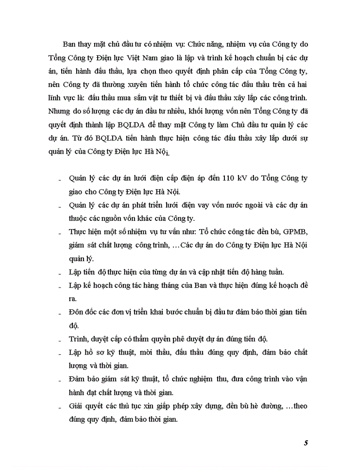Báo cáo thực tập Tổng quát về Ban Quản lý dự án lưới điện Hà Nội