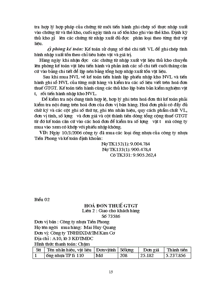 image for page Tổ chức Kế toán Nguyên vật liệu tại Công ty Trách nhiệm Hữu hạn Xây dựng và Thương mại Kim Cơ