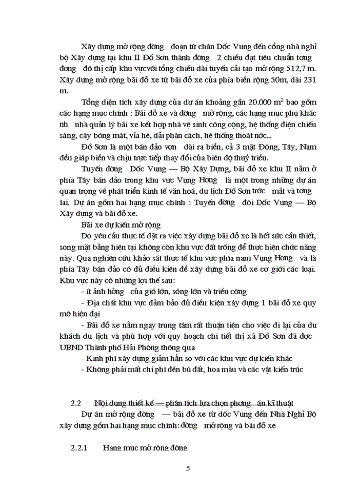 image for page Dự án mở rộng đường và bãi đỗ xe tại địa điểm dốc Vung Bộ Xây dựng khu II Đồ Sơn nhằm giải quyết tình trạng ách tắcvà tai nạn giao thông thường xảy ra trong những năm gần đây